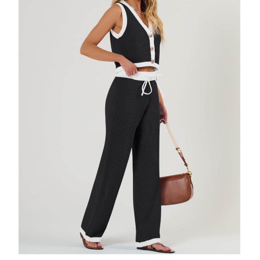 NWT 2 Piece Knit Vest & Pant 100% Cotton Size X-Large